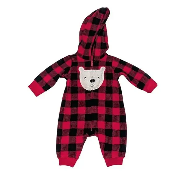 Red Plaid Bear One Piece Size Newborn - Picture 1 of 4